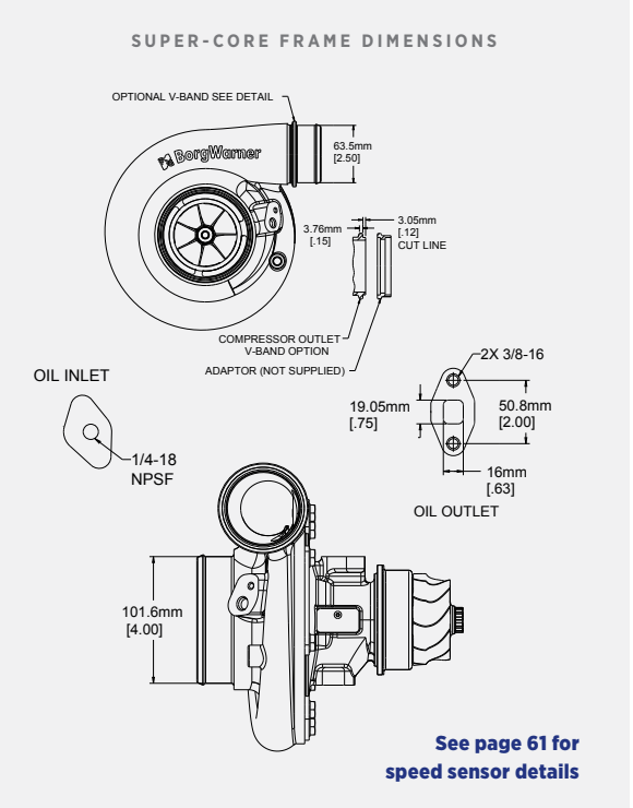 BorgWarner AirWerks S363 SX-E 63/68 Turbocharger — Select Turbine Housing